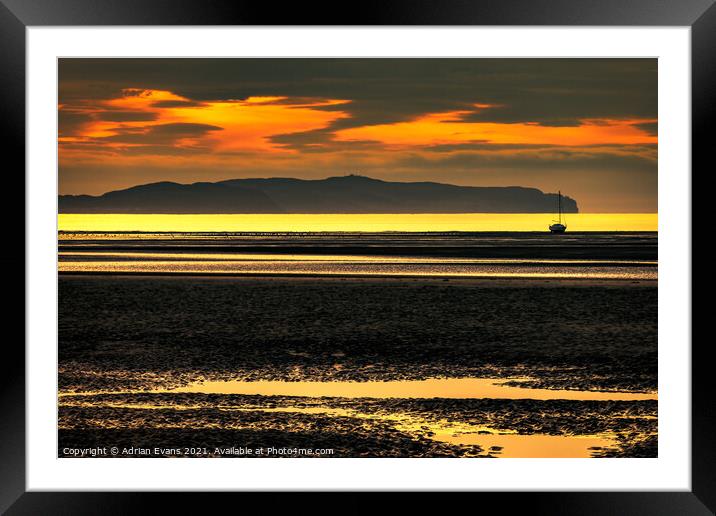 Rhyl Beach Sunset Wales Framed Mounted Print by Adrian Evans