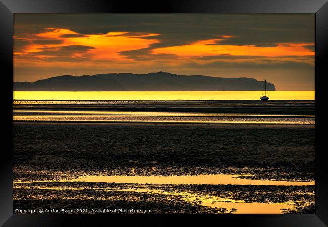 Rhyl Beach Sunset Wales Framed Print by Adrian Evans