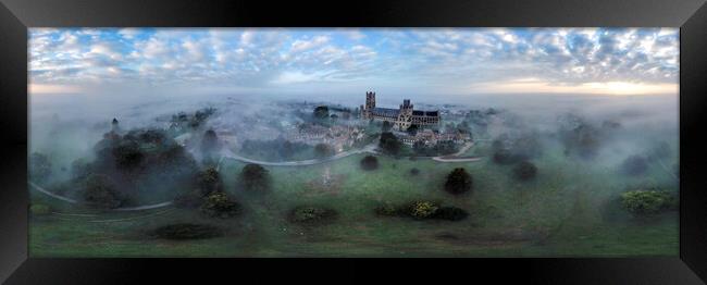 Misty start to the day over Ely Framed Print by Andrew Sharpe