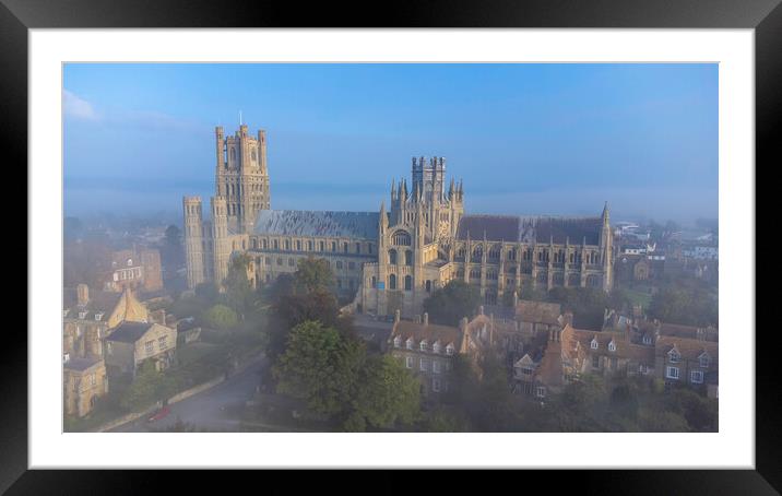Misty morning in Ely, 9th October 2021 Framed Mounted Print by Andrew Sharpe