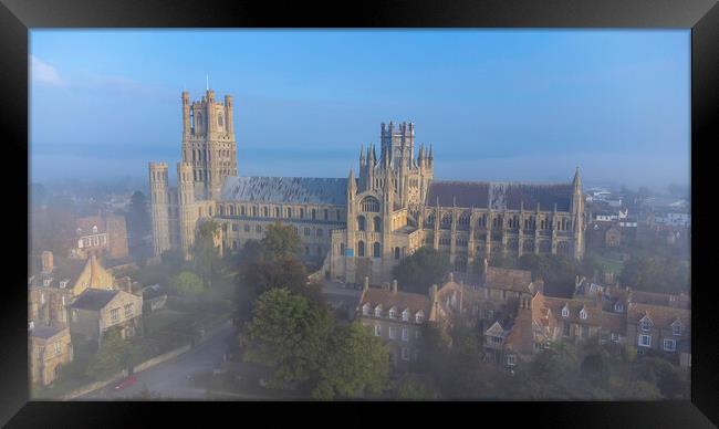 Misty morning in Ely, 9th October 2021 Framed Print by Andrew Sharpe