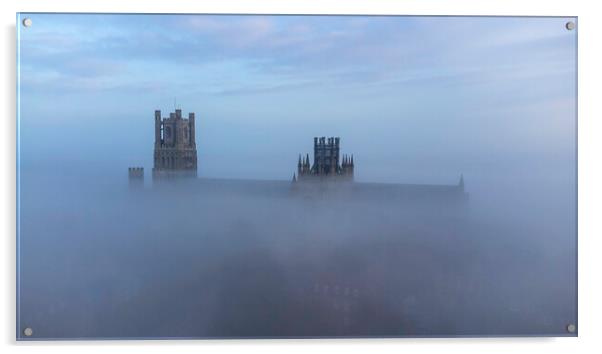 Misty morning in Ely, 9th October 2021 Acrylic by Andrew Sharpe