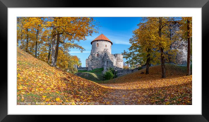 Medieval castle in autumn Framed Mounted Print by Maria Vonotna