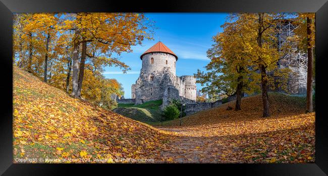 Medieval castle in autumn Framed Print by Maria Vonotna