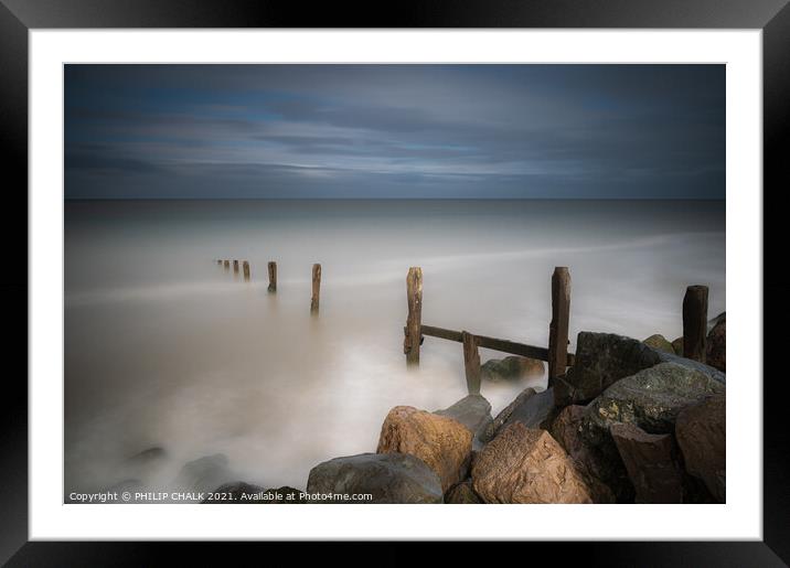 misty water  Groynes 607  Framed Mounted Print by PHILIP CHALK