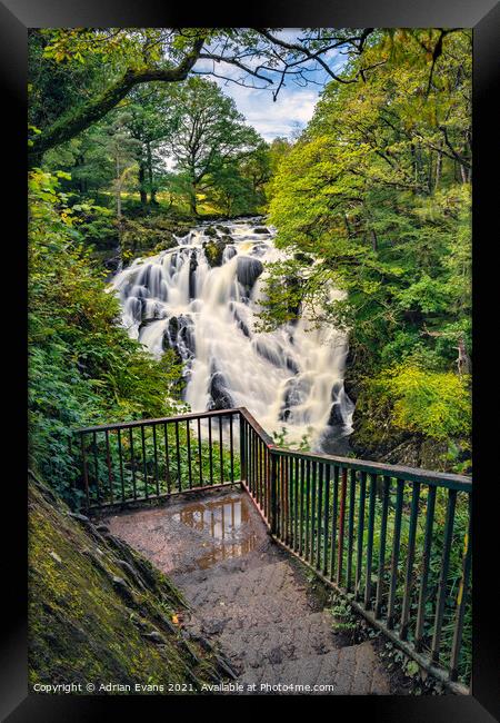 Swallow Falls Snowdonia Wales Framed Print by Adrian Evans