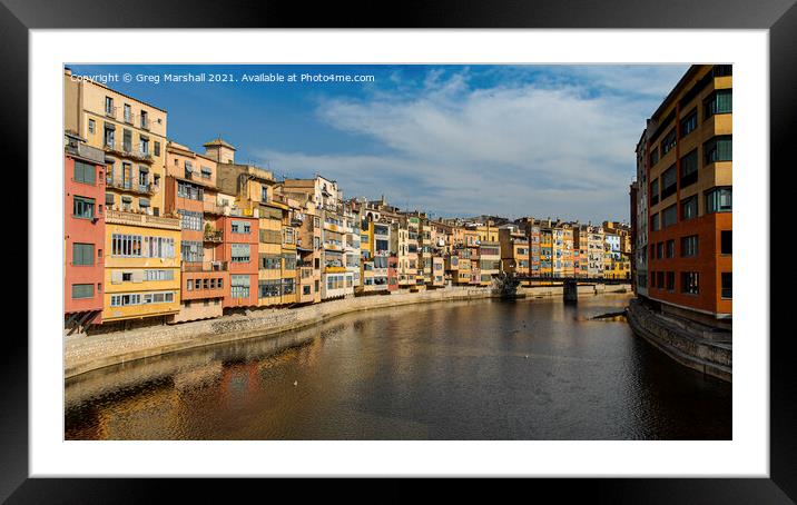 Colourful Buildings, Girona, Costa Brava, Spain Framed Mounted Print by Greg Marshall