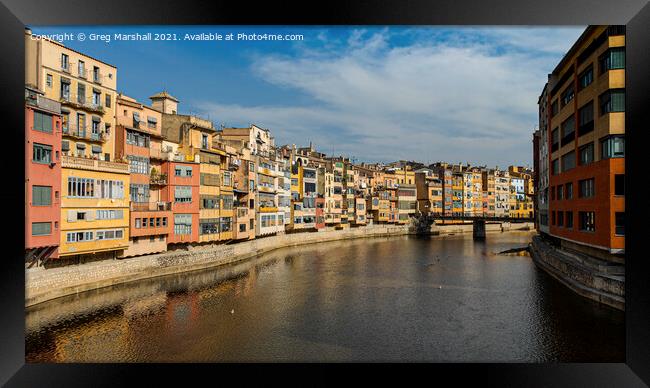 Colourful Buildings, Girona, Costa Brava, Spain Framed Print by Greg Marshall