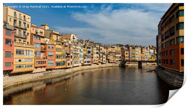 Colourful Buildings, Girona, Costa Brava, Spain Print by Greg Marshall