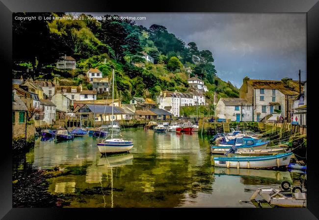 "A Serene Reflection: Polperro Harbour" Framed Print by Lee Kershaw
