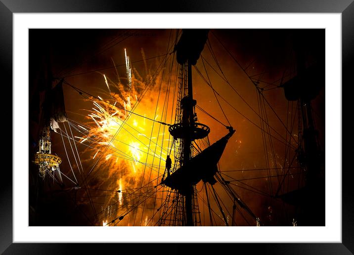 Fireworks over the Yardarm Framed Mounted Print by Jim Jones