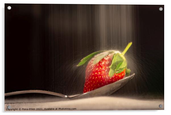 Strawberry and  sugar  Acrylic by Fiona Etkin
