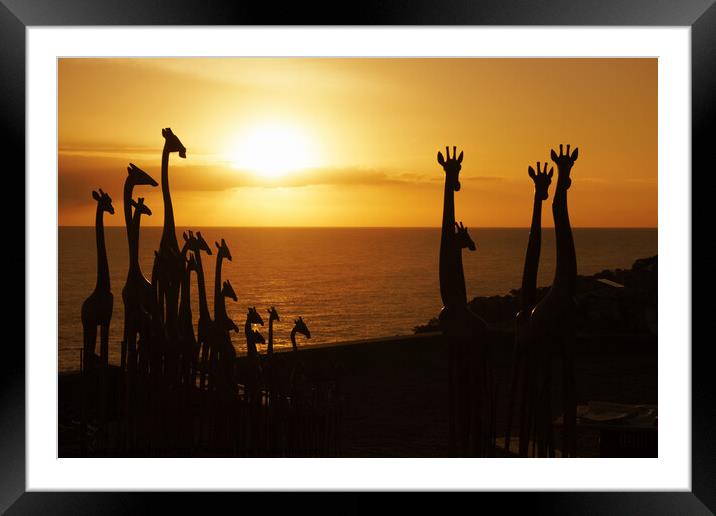 Giraffe sculptures silhouette Framed Mounted Print by Fiona Etkin