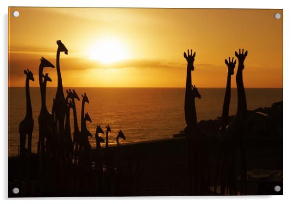 Giraffe sculptures silhouette Acrylic by Fiona Etkin
