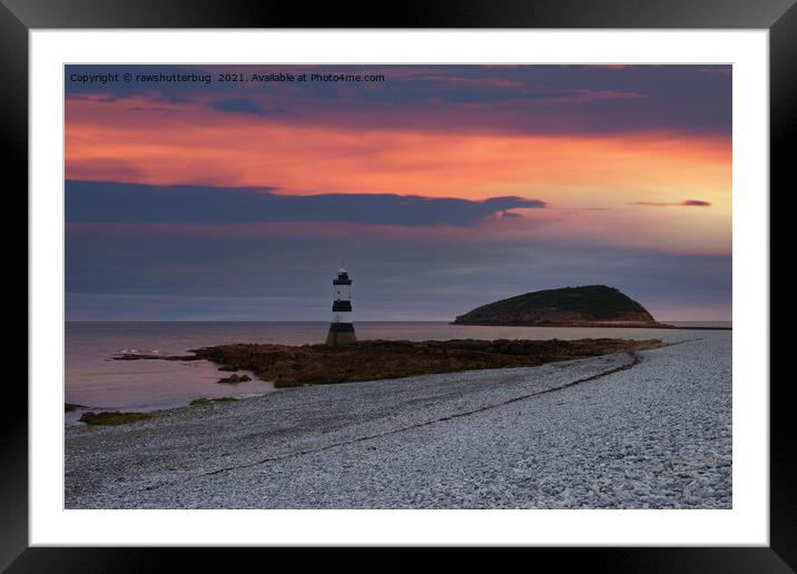 Sunrise At The Trwyn Du Lighthouse Framed Mounted Print by rawshutterbug 