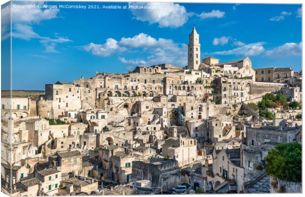 View across Sassi District of Matera Canvas Print by Angus McComiskey