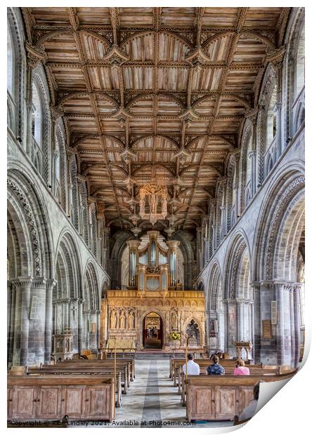 Inside St David's Cathedral Print by Rick Lindley