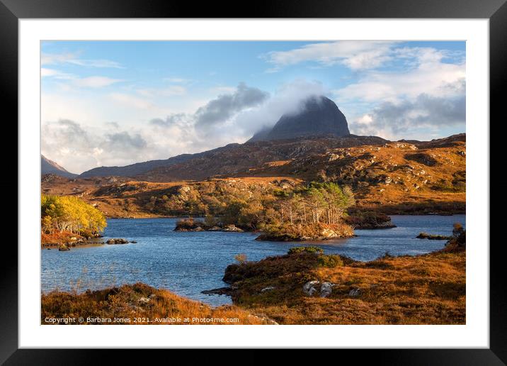 Suilven and Autumn Colours Assynt Scotland Framed Mounted Print by Barbara Jones