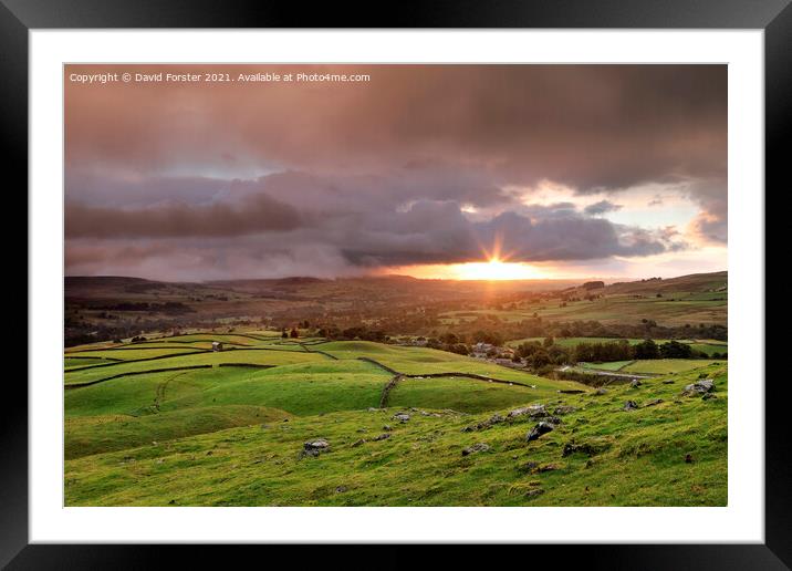 Sunrise over Teesdale viewed from the Ancient Burial Mound of Ki Framed Mounted Print by David Forster