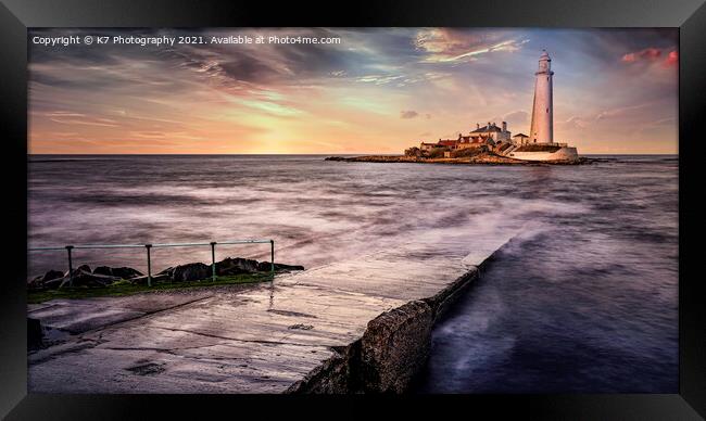 The Enchanting St Mary's Lighthouse Framed Print by K7 Photography