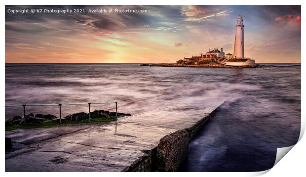 The Enchanting St Mary's Lighthouse Print by K7 Photography