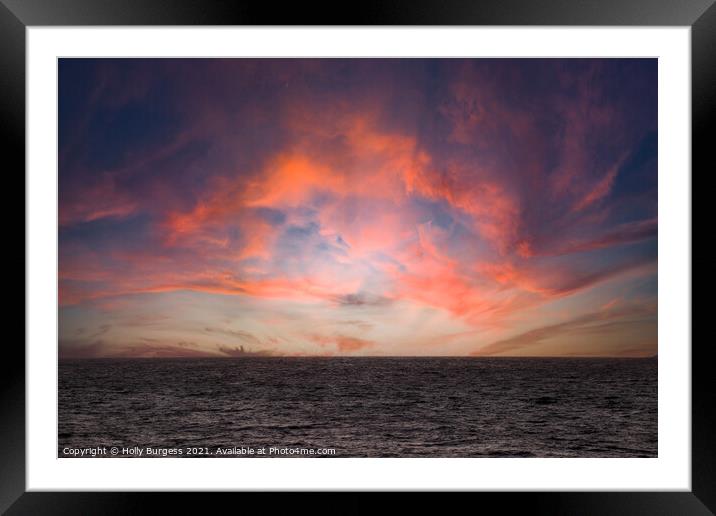 Red sky over the sea of Mull Framed Mounted Print by Holly Burgess