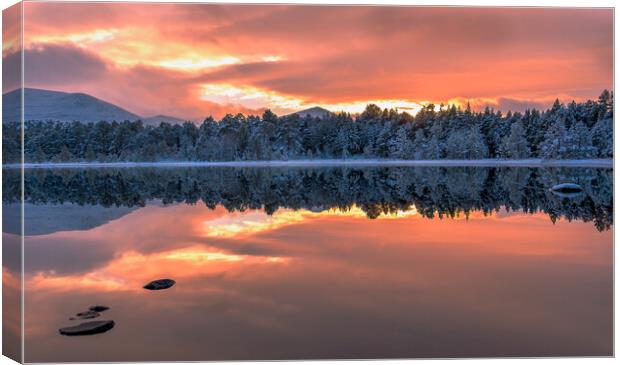 Sky on Fire over Loch Morlich Canvas Print by Tony Bishop
