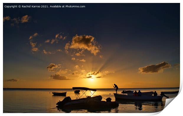 Sunset in Mauritius Print by Rachid Karroo