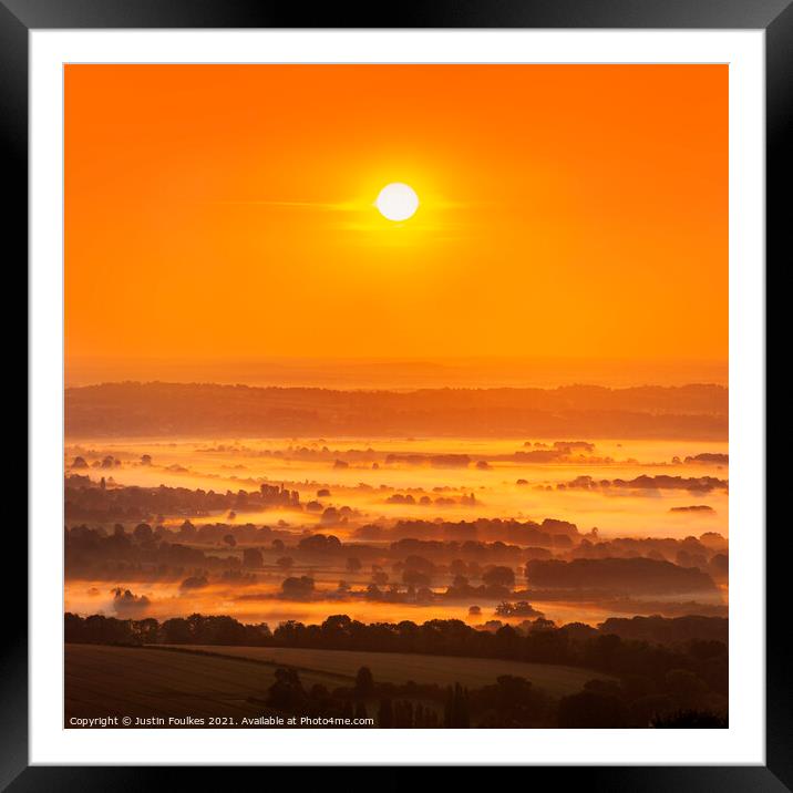 Sunrise over the South Downs  Framed Mounted Print by Justin Foulkes