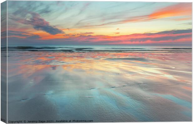 Woolacombe's Vibrant Sunset Canvas Print by Jeremy Sage