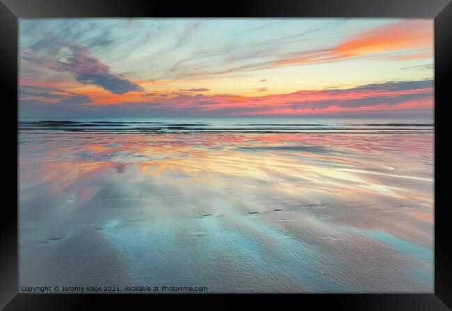 Woolacombe's Vibrant Sunset Framed Print by Jeremy Sage
