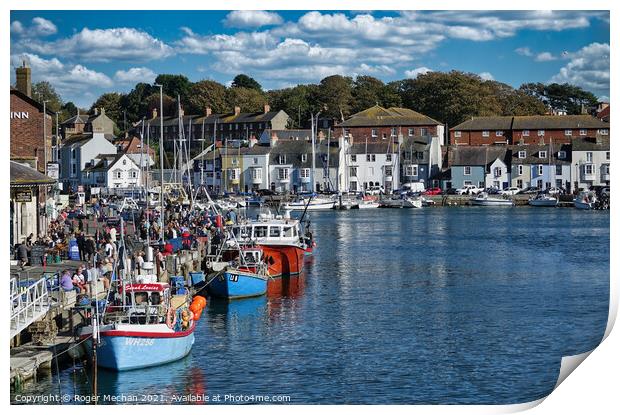 Bustling Weymouth Harbour Print by Roger Mechan