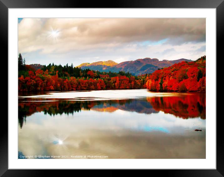 Loch Faskelly in Autumn Framed Mounted Print by Stephen Hamer