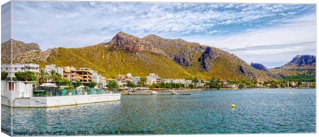 The Mountains At Puerto Pollensa  Canvas Print by Peter F Hunt