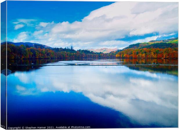 Loch Faskelly Cloud Reflection Canvas Print by Stephen Hamer