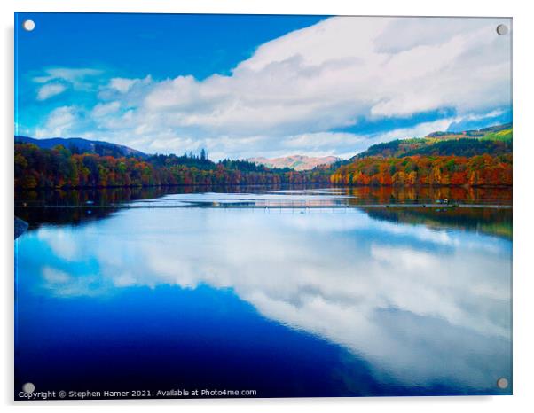 Loch Faskelly Cloud Reflection Acrylic by Stephen Hamer