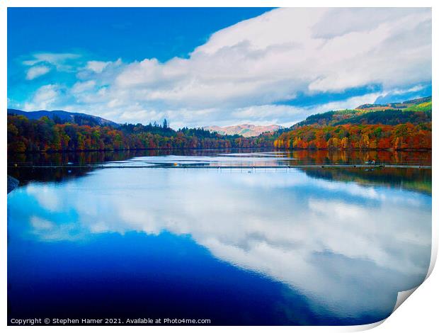 Loch Faskelly Cloud Reflection Print by Stephen Hamer