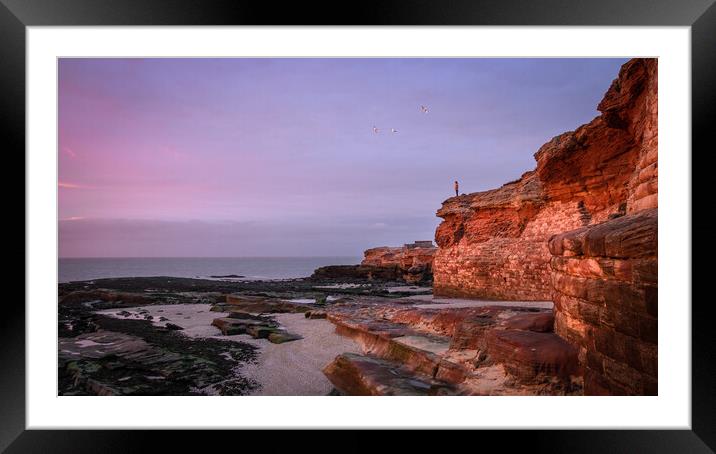 Clifftop Sunset Views, Hilbre Island Framed Mounted Print by Liam Neon