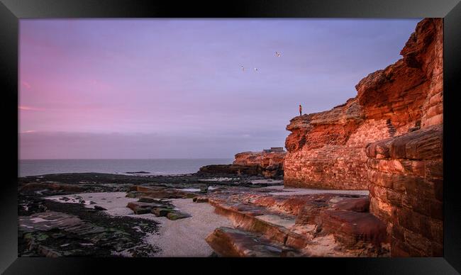 Clifftop Sunset Views, Hilbre Island Framed Print by Liam Neon