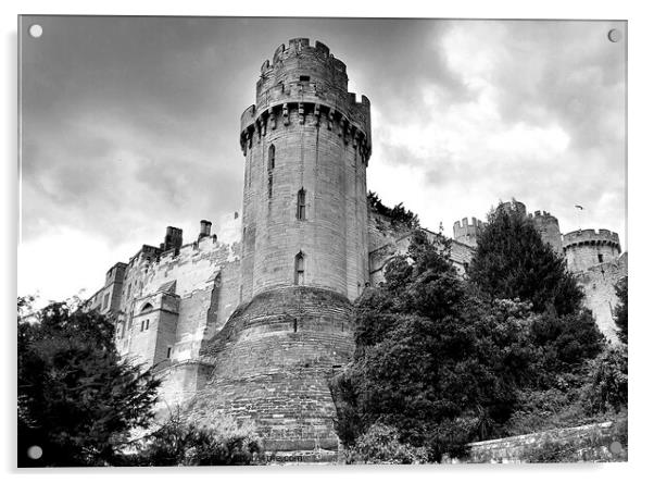 Caesar's Tower, Warwick Castle (Monochrome) Acrylic by Michele Davis