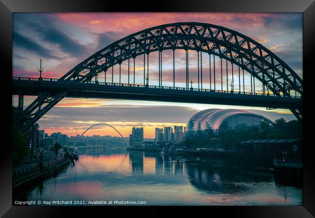 Tyne Bridge and River Tyne Framed Print by Ray Pritchard