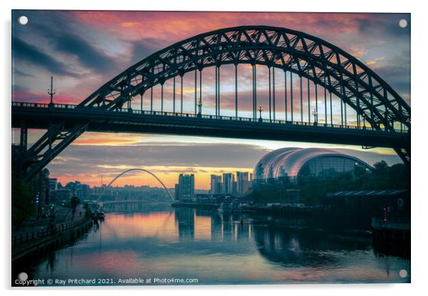 Tyne Bridge and River Tyne Acrylic by Ray Pritchard