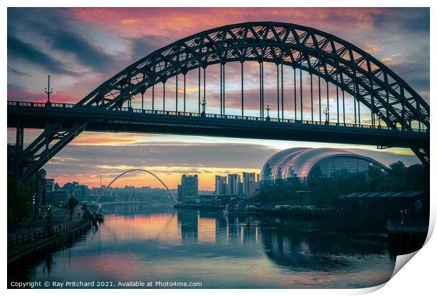 Tyne Bridge and River Tyne Print by Ray Pritchard