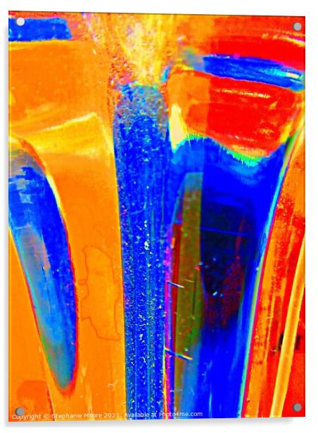 Abstract in Orange and blue Acrylic by Stephanie Moore