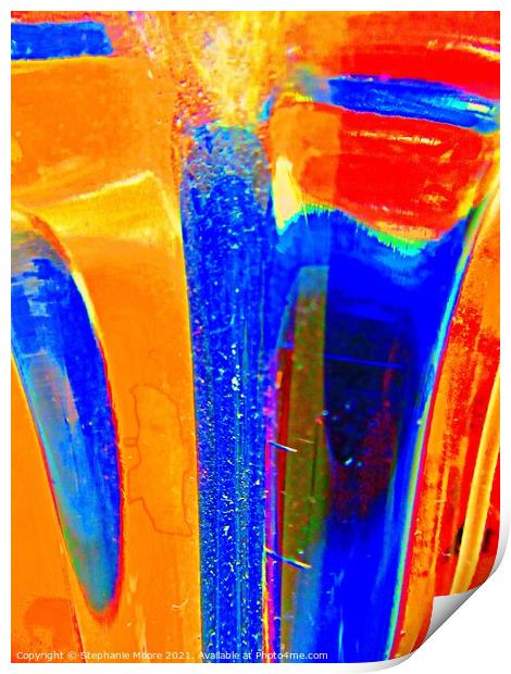 Abstract in Orange and blue Print by Stephanie Moore