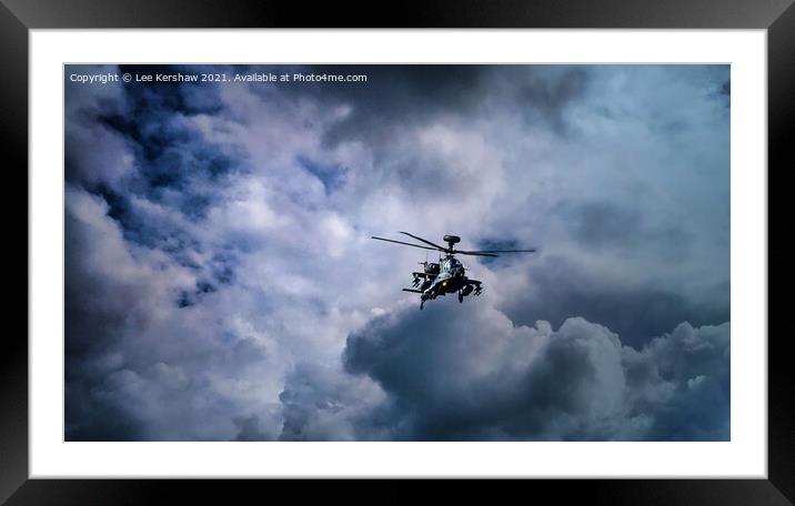 Aerial Dominance: The Mighty Apache Gunship Framed Mounted Print by Lee Kershaw