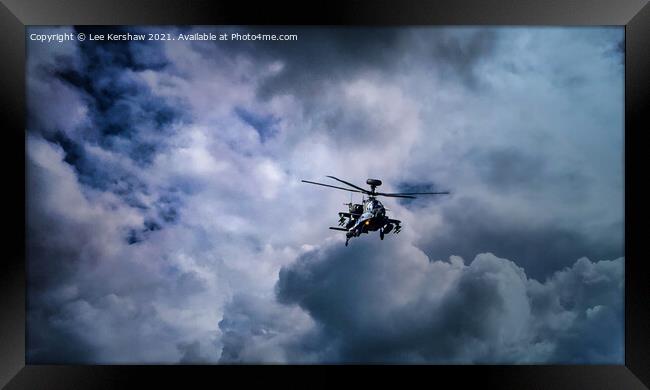 Aerial Dominance: The Mighty Apache Gunship Framed Print by Lee Kershaw