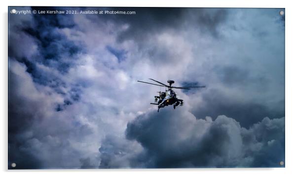 Aerial Dominance: The Mighty Apache Gunship Acrylic by Lee Kershaw