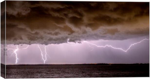 Lightning Cloud to Ground and Cloud to Air Canvas Print by Antonio Ribeiro