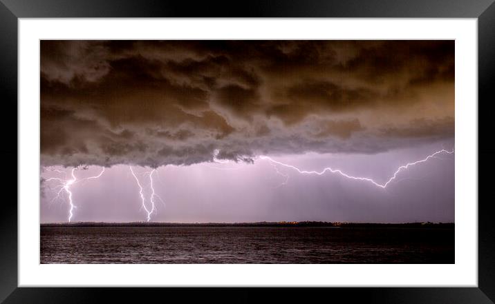 Lightning Cloud to Ground and Cloud to Air Framed Mounted Print by Antonio Ribeiro